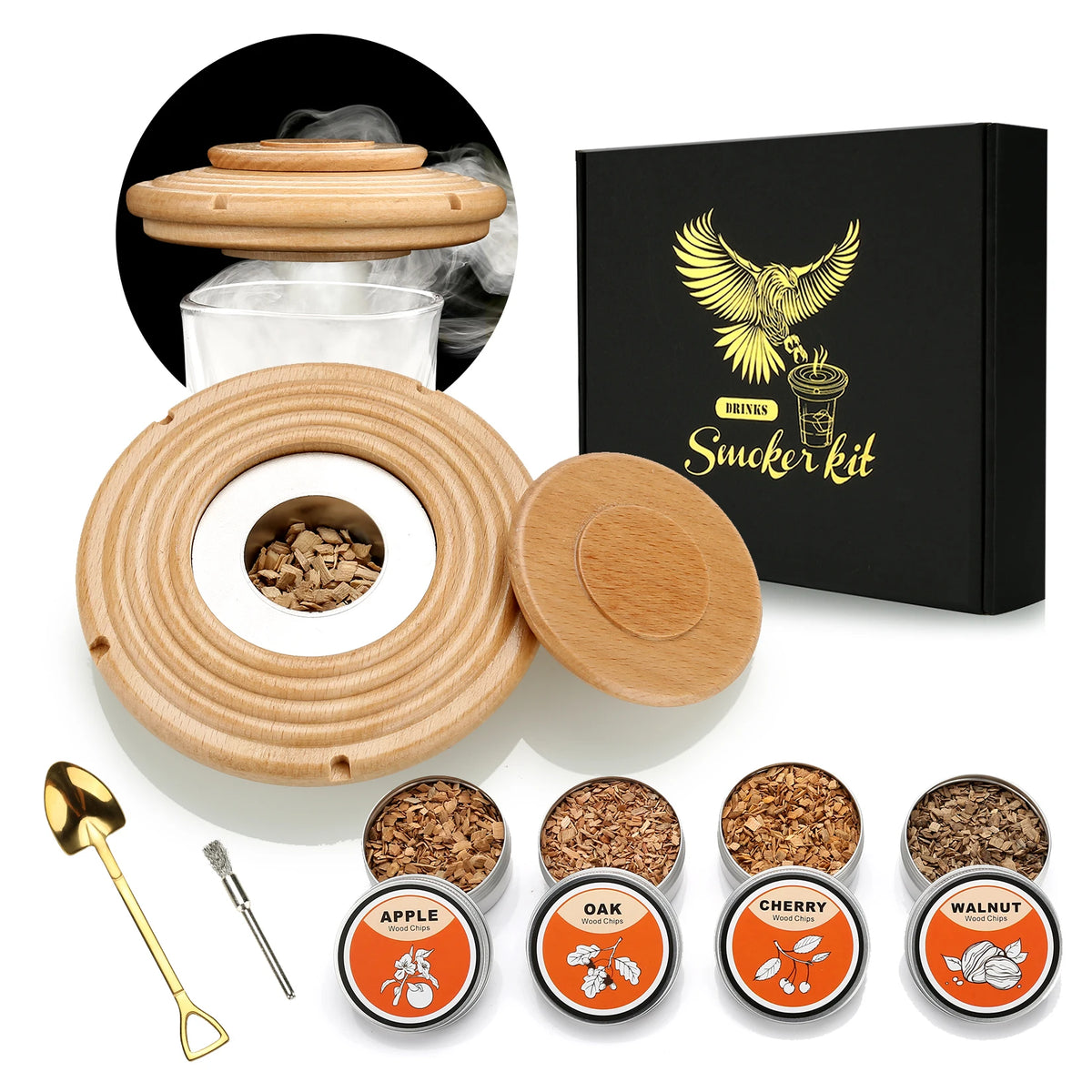 Old Fashioned cocktail smoker kit with wood chips